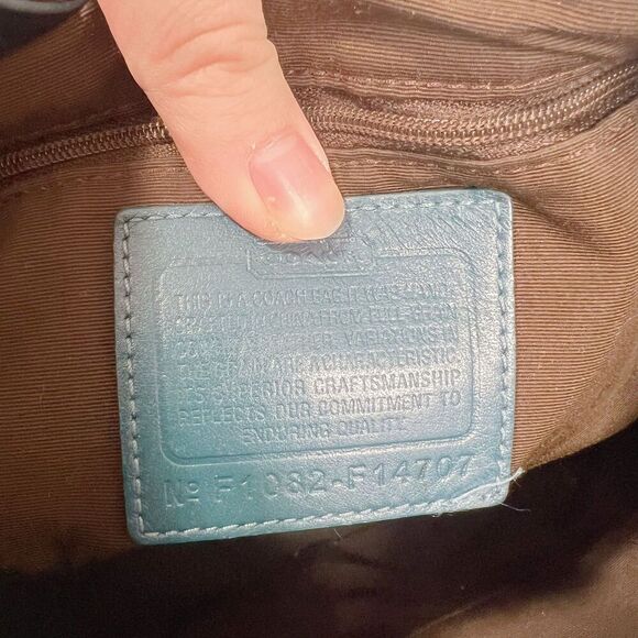 Vintage Coach Leather Hobo Bag Tosca Teal Blue Shoulder Bag Purse - Picture 8 of 13